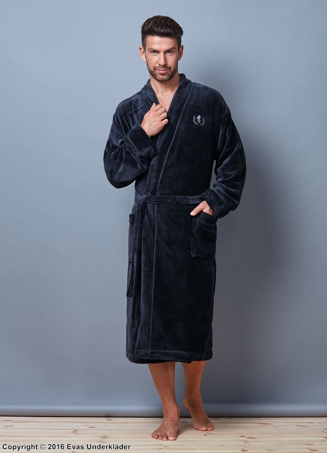 Men's bathrobe, long sleeves, pockets